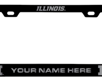 Marco de matrícula de metal grabado de Illinois Fighting Illini - Personalizable