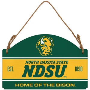 North Dakota State Bison Flat Wood Sign with Hanging String - Officially Licensed Collegiate Product
