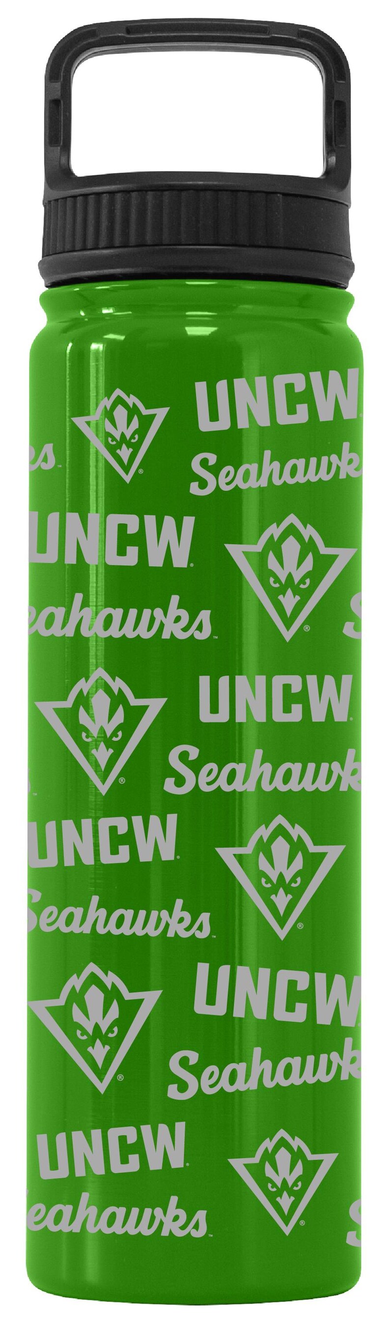 Vaso térmico de 24 oz con tapa de rosca, grabado y con licencia oficial de los North Carolina Wilmington Seahawks. Green