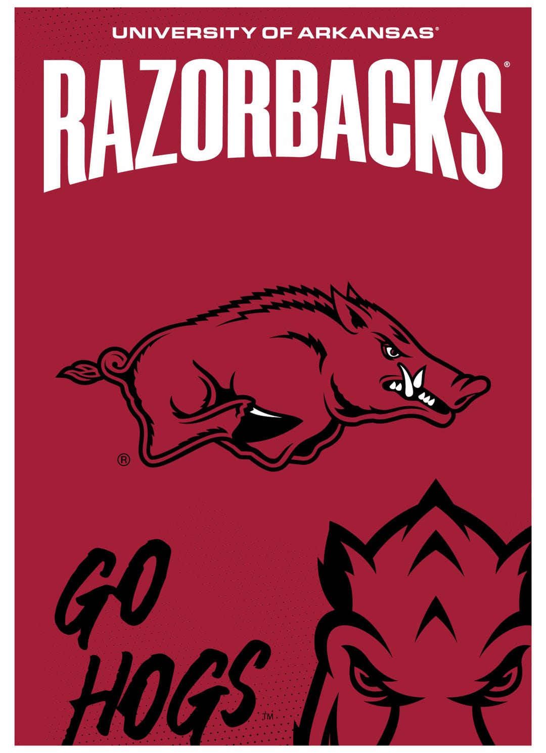 Arkansas Razorbacks Officially Licensed College Poster – Gradient or ...