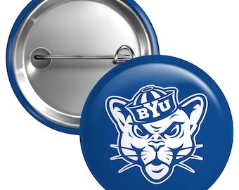 Brigham Young Cougars Button Pin Officially Licensed – 3 Size Options