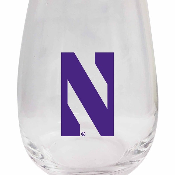 Northwestern University Wildcats 15 oz Stemless Wine Glass