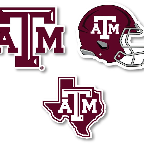 Texas A&M Aggies Vinyl Decal Sticker 3 Pack 4-Inch Each