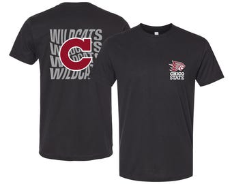 California State University, Chico Unisex T-Shirt – Left Chest and Large Back Ripple Design