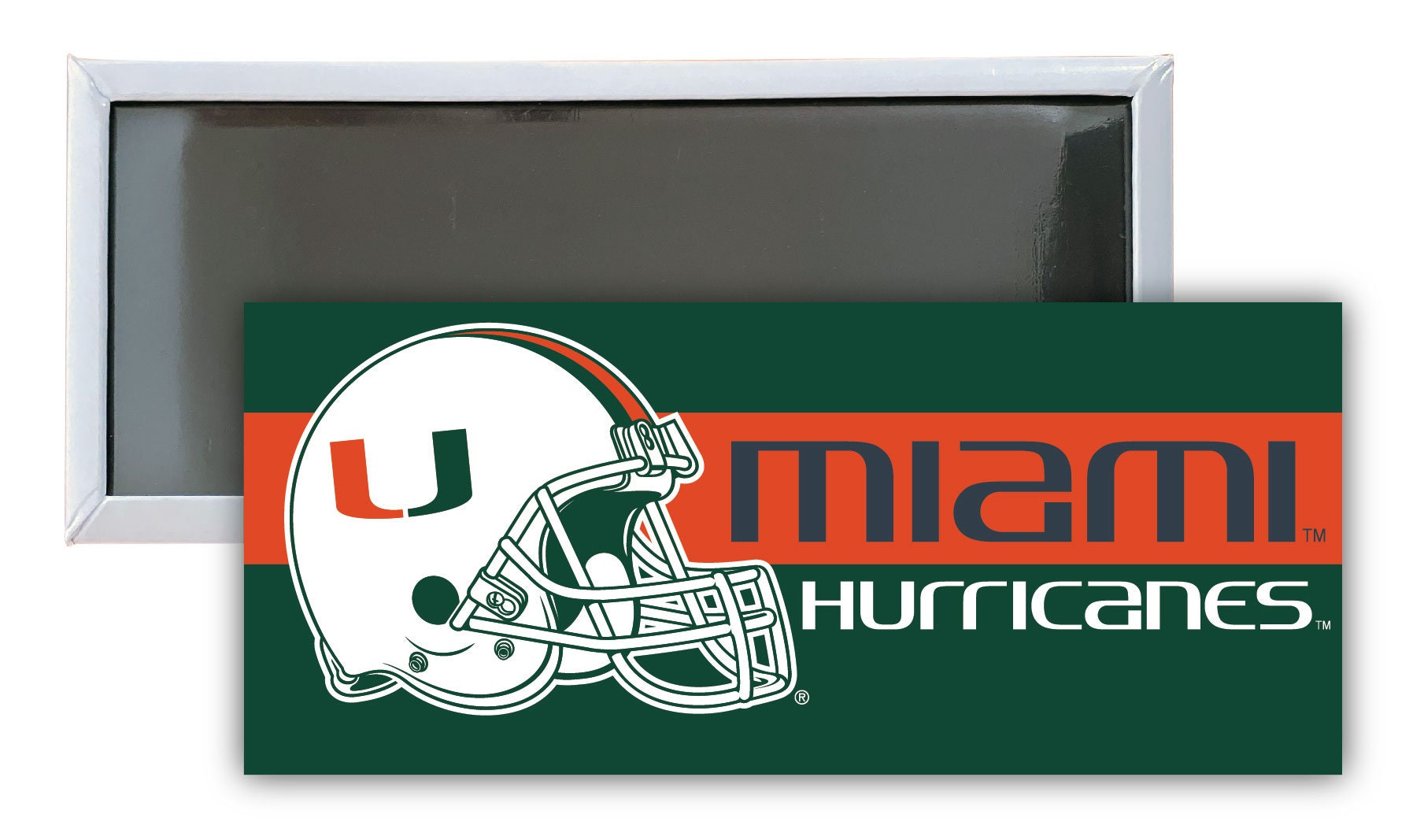 R and R Imports Miami Hurricanes 4 Inch Round Word Magnet 