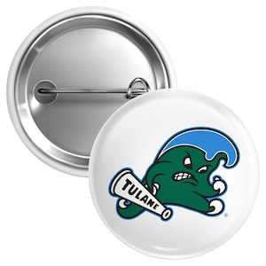 Tulane University Green Wave Button Pin Officially Licensed - 3 Size Options