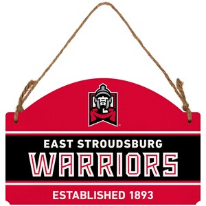 East Stroudsburg University Flat Wood Sign with Hanging String - Officially Licensed Collegiate Product