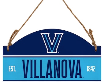 Letrero de madera plano de los Villanova Wildcats con cuerda para colgar: producto universitario con licencia oficial