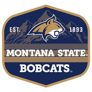 May include: A navy blue and gold shield-shaped logo featuring the words "MONTANA STATE" and "BOBCATS" in white. The logo includes a mountain range graphic and a bobcat head. The text "EST. 1893" is also present.