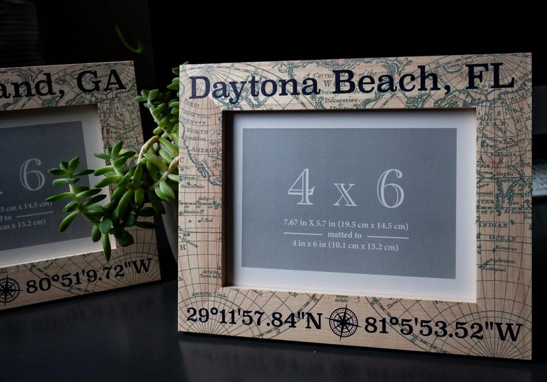 a picture frame with a map of daytona beach