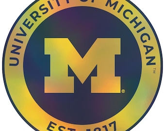 Pegatina de vinilo holográfica de los Michigan Wolverines con licencia oficial.