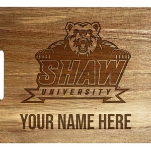 Shaw University Bears Custom Engraved Cutting Board 10&quot; x 14&quot; Acacia Wood Officially Licensed