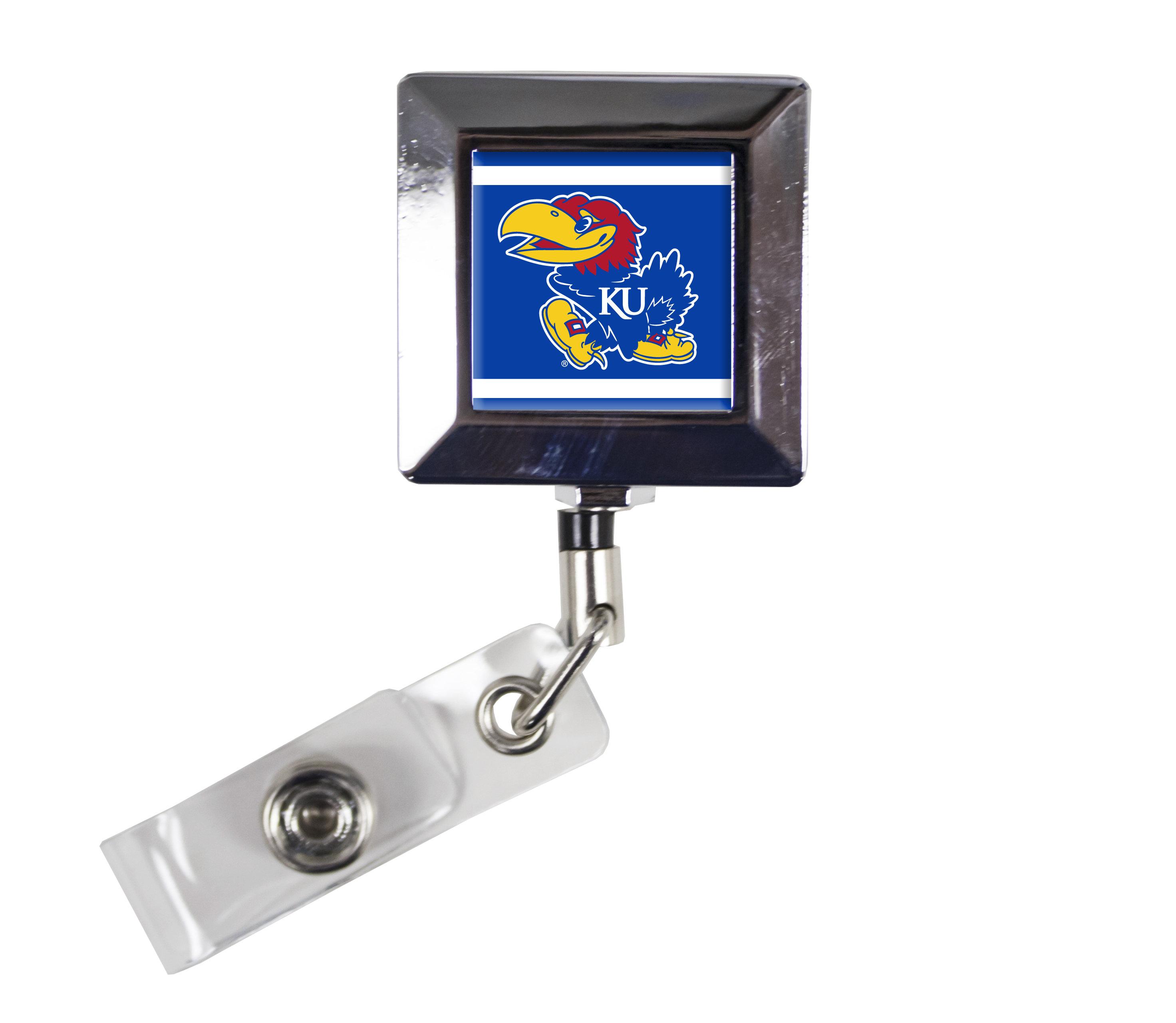 NCAA Kansas Jayhawks Retractable Badge Holder – Team Color Lanyard With Logo – For Work ID, Security Cards