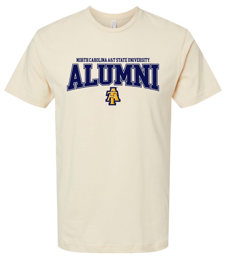 North Carolina A&T State Aggies Officially Licensed Unisex Cotton T-Shirt – Large Front Alumni Design Natural