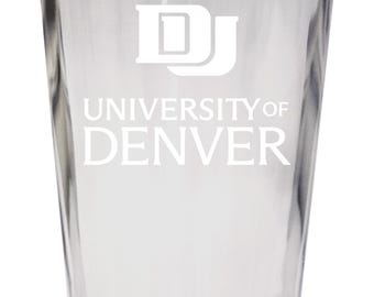 University of Denver Pioneers Officially Licensed 16 oz Pint Glass Engraved