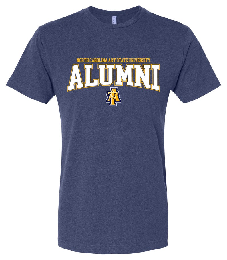 North Carolina A&T State Aggies Officially Licensed Unisex Cotton T-Shirt – Large Front Alumni Design Vintage True Navy