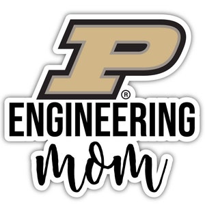 May include: A white sticker with a black border. The sticker features the Purdue University logo in gold and black, with the words "ENGINEERING" and "mom" in black text.