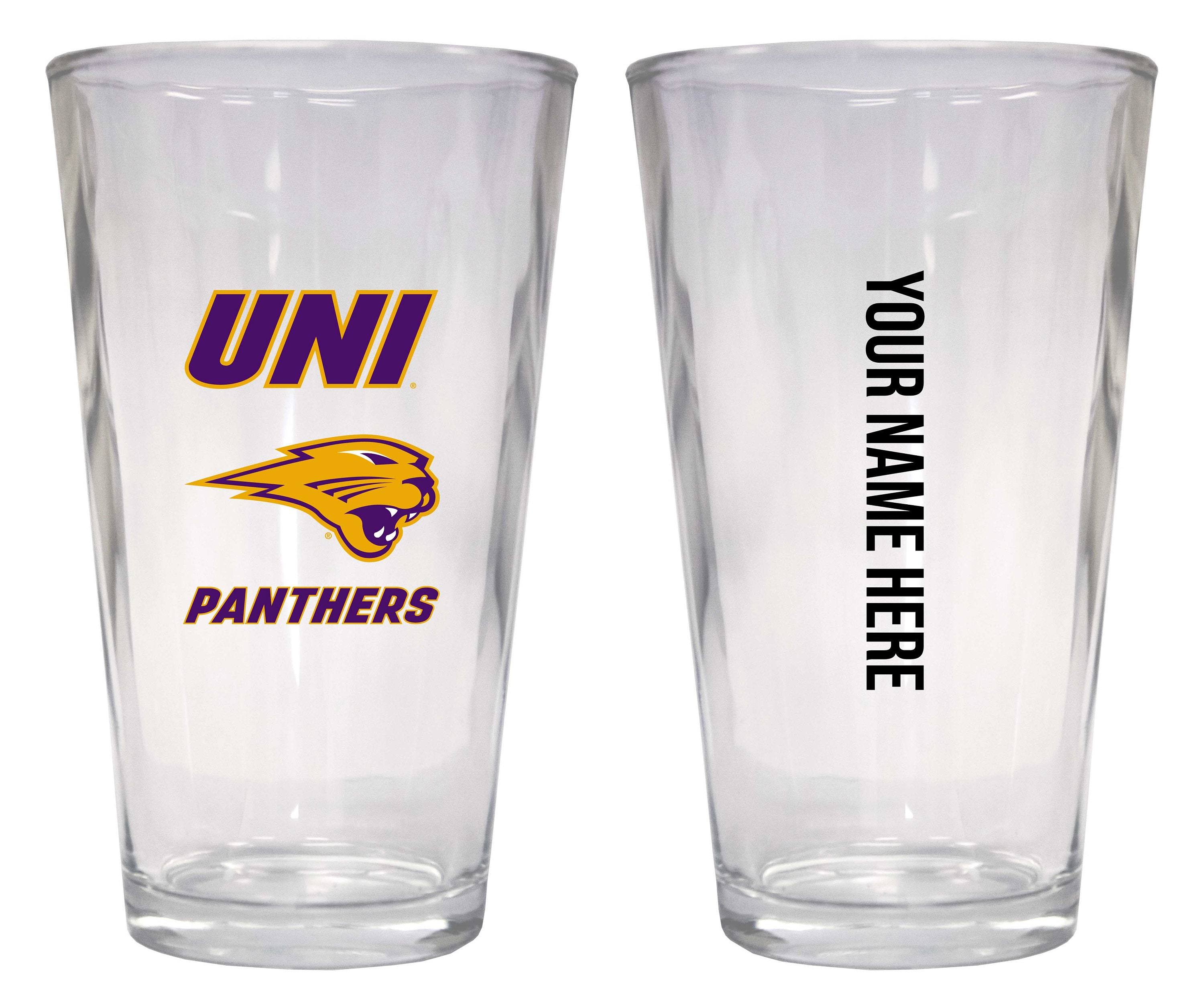 Personalized Customizable Northern Iowa Panthers Pint Glass Custom Name