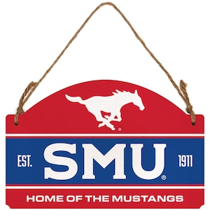 Southern Methodist University Flat Wood Sign with Hanging String - Officially Licensed Collegiate Product