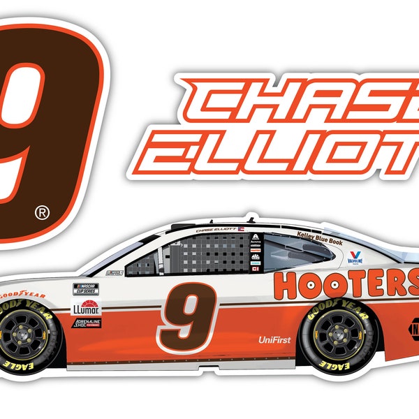 Chase Elliott #9 Hooters Throwback 3 Pack Laser Cut Decal