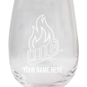 University of Illinois at Chicago Customizable 15 oz Engraved Stemless Wine Glass