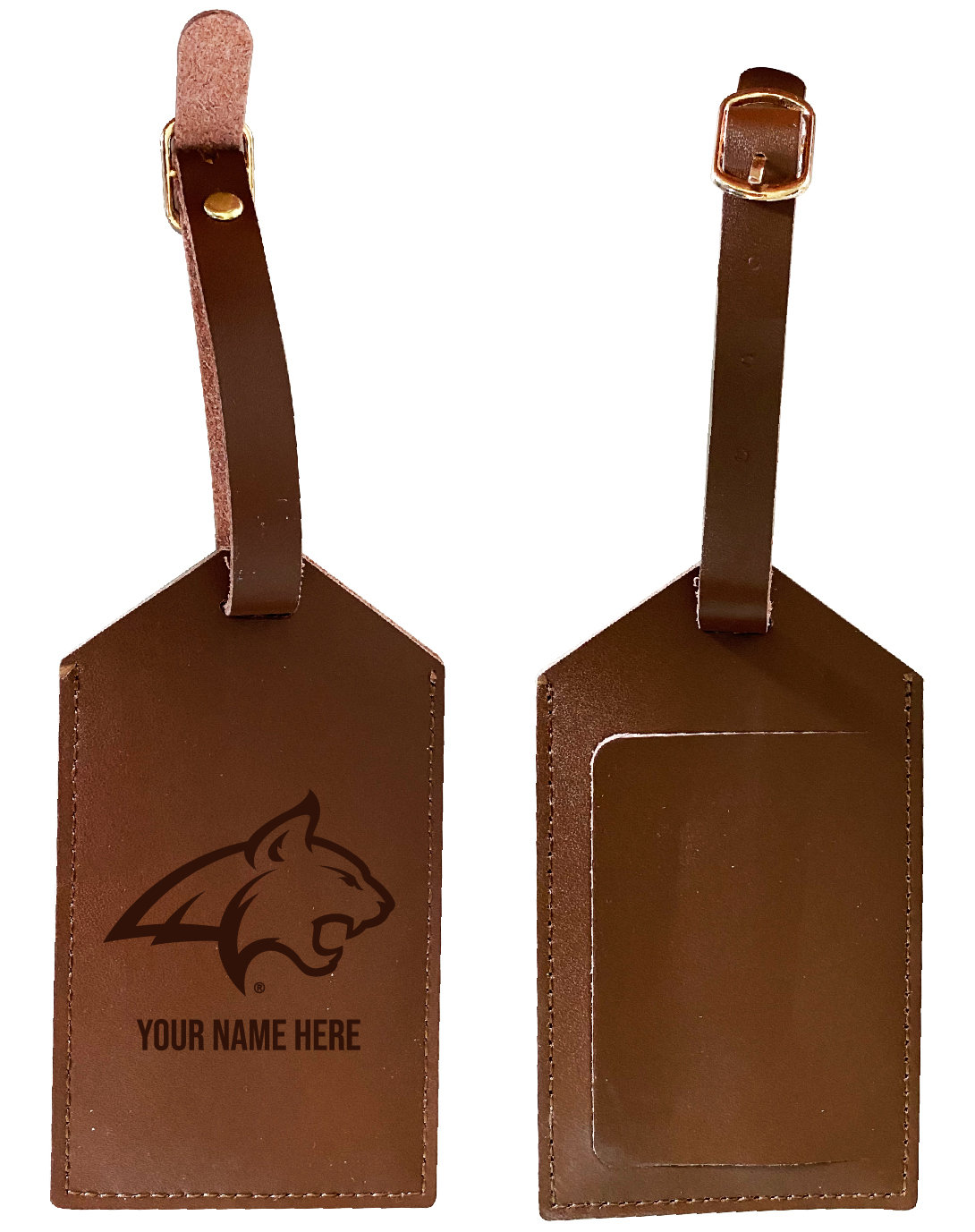 Montana State Bobcats Engraved Leather Luggage Tag Customizable Officially Licensed