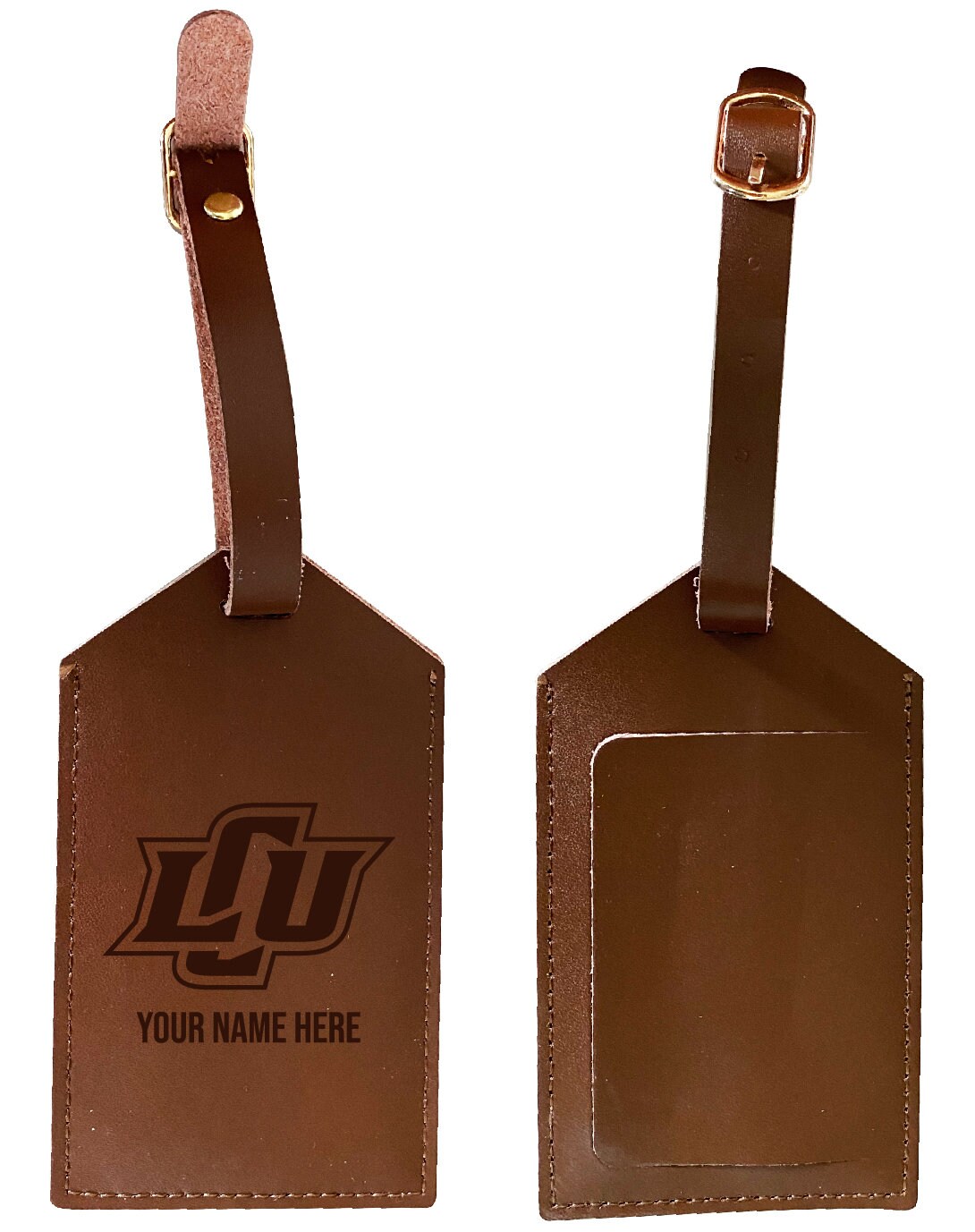 Lubbock Christian University Chaparral Engraved Leather Luggage Tag Customizable Officially Licensed