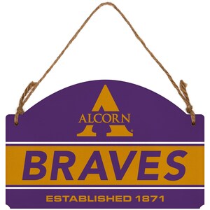 Alcorn State Braves Flat Wood Sign with Hanging String – Officially Licensed Collegiate Product