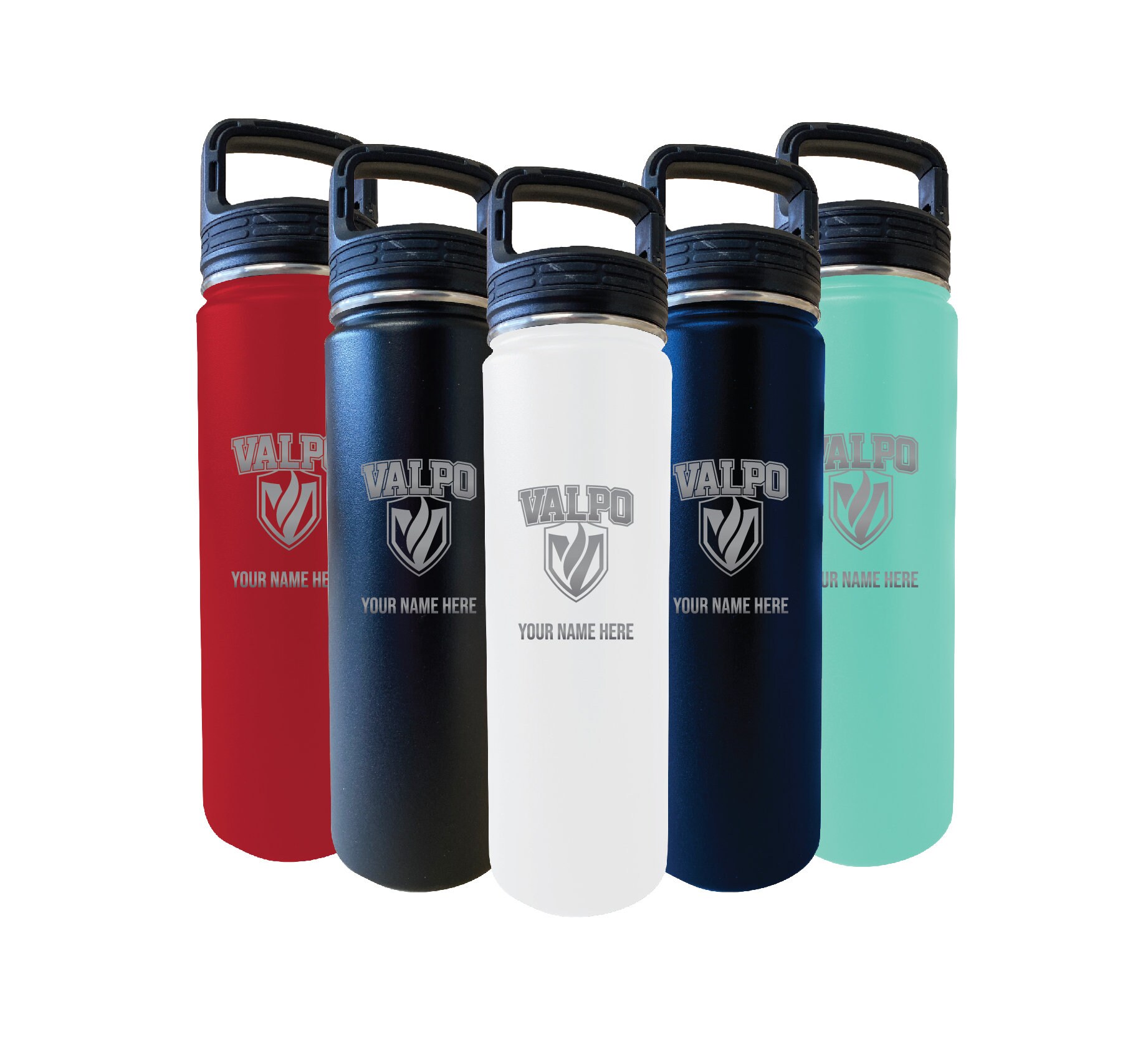 Valparaiso University Customizable 24 oz Engraved Insulated Stainless Steel Water Bottle with Screw on Lid