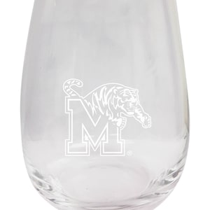 Memphis Tigers 15oz Engraved Stemless Wine Glass Officially Licensed