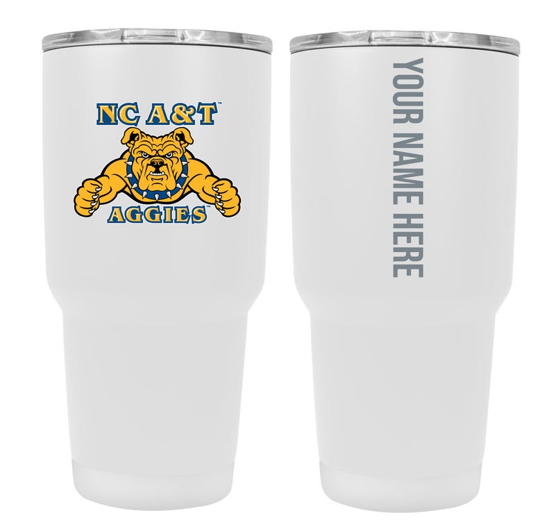 a white tumbler cup with an image of a dog on it