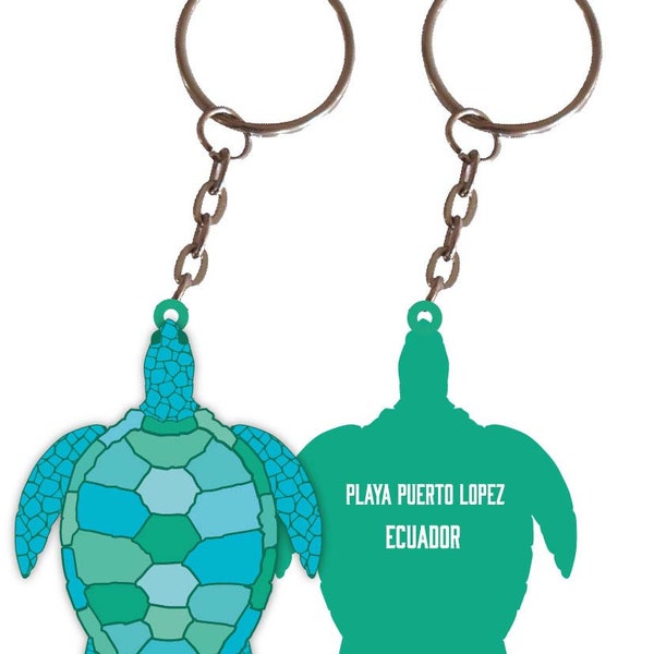 Playa Puerto Lopez Ecuador Turtle Metal Keychain