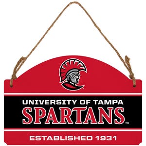 University of Tampa Spartans Flat Wood Sign with Hanging String - Officially Licensed Collegiate Product