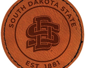 South Dakota State Jackrabbits Offic. Licensed Leatherette Patch - Iron-On College Logo (Circle/Hexagon)