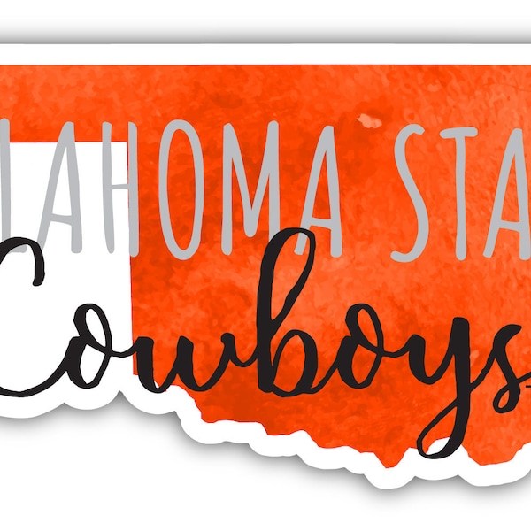 Oklahoma State Cowboys Watercolor State Die Cut Decal