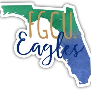 Florida Gulf Coast Eagles Watercolor State Die Cut Decal