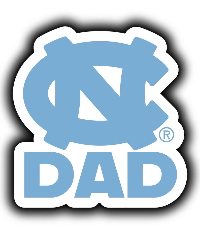 a blue sticker with the word dad on it