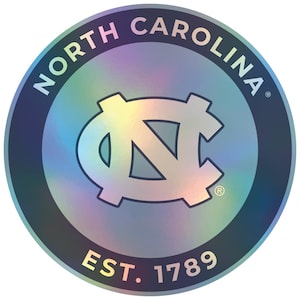 Pegatina de vinilo holográfica de los UNC Tar Heels con licencia oficial. imagen 1