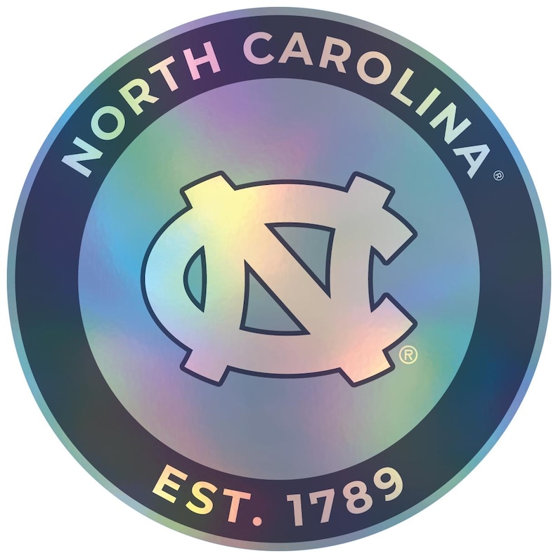 Pegatina de vinilo holográfica de los UNC Tar Heels con licencia oficial. imagen 1