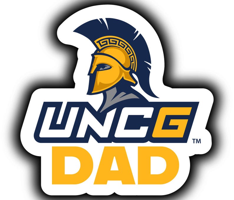 the uncg dad logo with a helmet on it