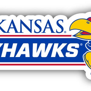 Kansas Jayhawks 4 Inch Wide Colorful Vinyl Decal Sticker