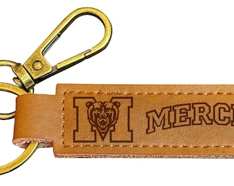 Mercer University Leather Keychain 3.25" Long