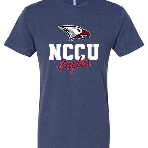 North Carolina Central Eagles Unisex Cotton T-Shirt – Large Front Script Design Vintage True Navy