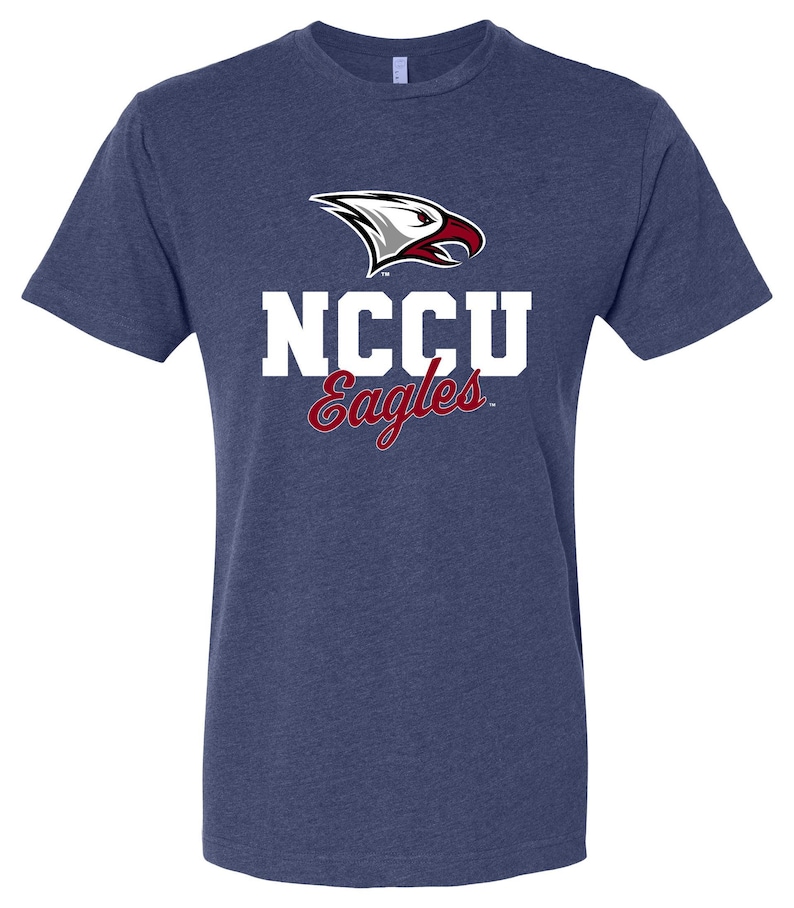 North Carolina Central Eagles Unisex Cotton T-Shirt – Large Front Script Design Vintage True Navy