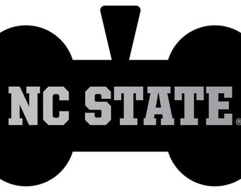 NC State Wolfpack Dog Tag Matte Black Bone-shaped Engraved Officially Licensed