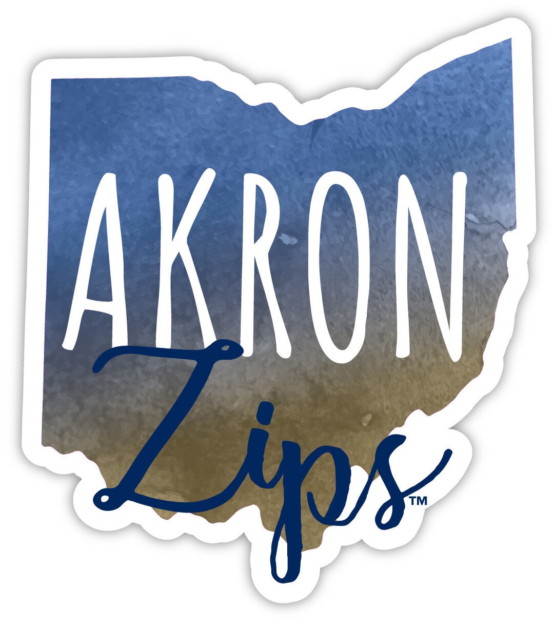 Akron Zips Watercolor State Die Cut Decal Etsy