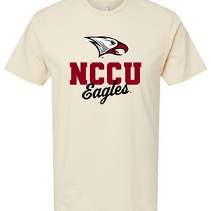 North Carolina Central Eagles Unisex Cotton T-Shirt – Large Front Script Design Natural