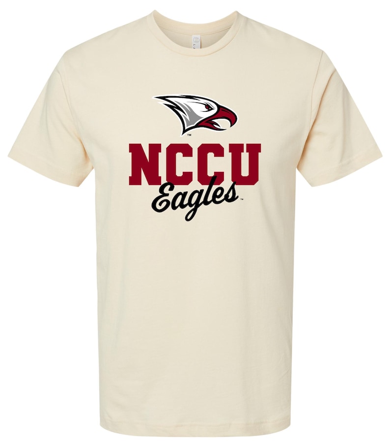 North Carolina Central Eagles Unisex Cotton T-Shirt – Large Front Script Design Natural