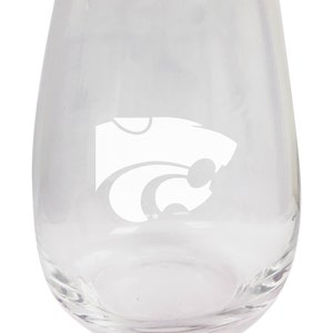 Kansas State Wildcats Etched Stemless Wine Glass 9 oz 2-Pack