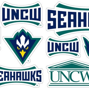 North Carolina Wilmington Seahawks Officially Licensed College Sticker Multipack - School Spirit Decal Set 10-Pack